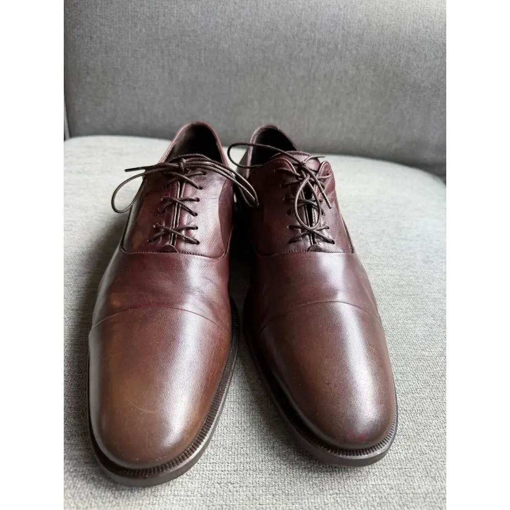 Bruno Magli Adriano Leather Cap Toes Oxford Shoe Men's 12 Brown Classic Elegant